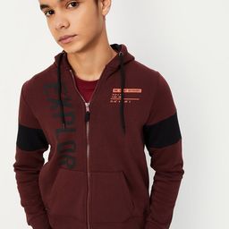 max Boys Typography Printed Hooded Front-Open Sweatshirt-image-60