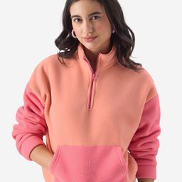 The Souled Store Peach-Coloured Mock Collar Pullover-image-1