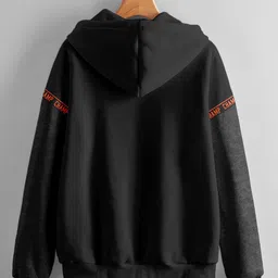 CODEZ Boys Typography Printed Hooded Front Open Sweatshirt image 2