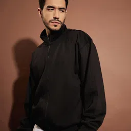 MASCLN SASSAFRAS Black Mock Collar Oversized Front-Open Pullover image 3