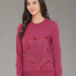 Moda Elementi Self Design Embellished Sequined Sweatshirt image 4