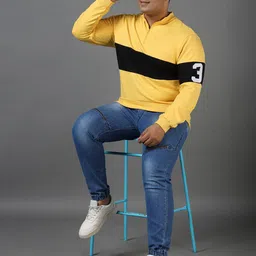 Urbano Plus Men Striped & Numeric Print Sweatshirt image 3