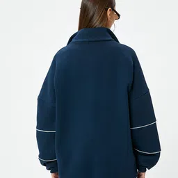 Koton Typography Printed Mock Collar Pullover image 4