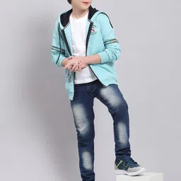 Monte Carlo Boys Typography Printed Hooded Front-Open Sweatshirt image 4