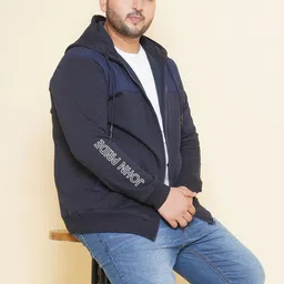 John Pride Plus Size Hooded Fleece Front Open Sweatshirt image 2