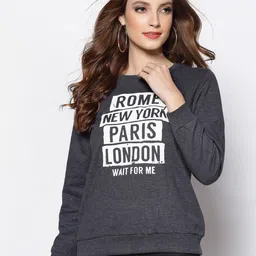 Sera Women Grey Melange Printed Sweatshirt-image-28