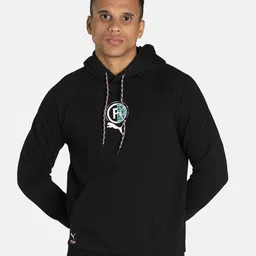 Puma Men Black Hooded Cotton Regular fit Sweatshirt-image-76