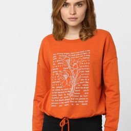 Vero Moda Women Orange Printed Cotton Sweatshirt-image-100
