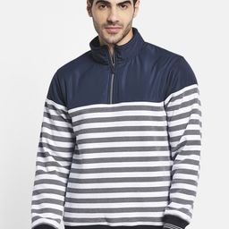 Octave Men Navy Blue Striped Sweatshirt-image-79