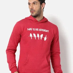 Campus Sutra Men Maroon Printed Hooded Sweatshirt-image-12