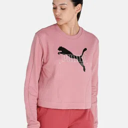 Puma Women Pink Printed Nu-tility Crew Sweatshirt-image-40