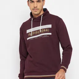 Duke Men Maroon Printed Fleece Sweatshirt-image-94
