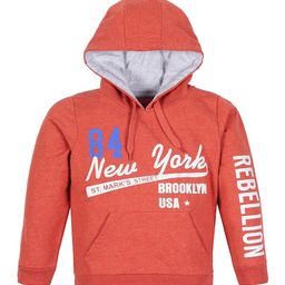 PLUM TREE Boys Orange Printed Cotton Hooded Sweatshirt-image-7