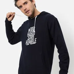 Campus Sutra Men Navy Blue Printed Hooded Sweatshirt-picture-26