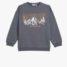Koton Girls Graphic Printed Round Neck Cotton Pullover Sweatshirt-image-80