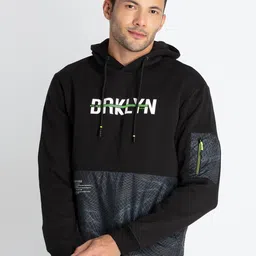 Status Quo Typography Printed Hooded Cotton Pullover-image-72