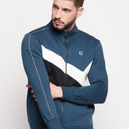 CAMLA Men Teal Colourblocked Sweatshirt-picture-49