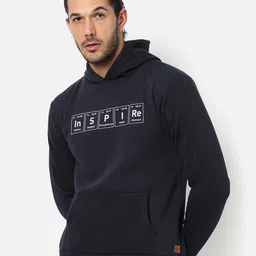 Campus Sutra Men Blue Printed Hooded Cotton Sweatshirt-picture-14
