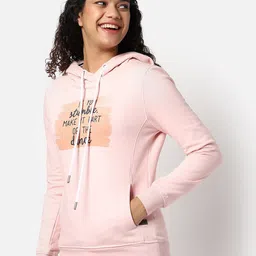 Campus Sutra Women Pink Printed Hooded Sweatshirt-picture-13