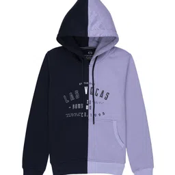 Status Quo Boys Navy Blue Colourblocked Hooded Cotton Sweatshirt-image-22