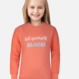 Gini and Jony Girls Orange Printed Sweatshirt-picture-0