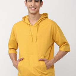 FOREVER 21 Men Yellow Hooded Sweatshirt-image-33