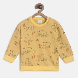 MINI KLUB Boys Yellow Printed Pure Cotton Sweatshirt-image-81