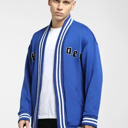 Jack & Jones Men Blue Solid Front Open Sweatshirt-3
