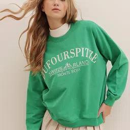 Trend Alacati stili Typography Printed Pullover Sweatshirt-image-18