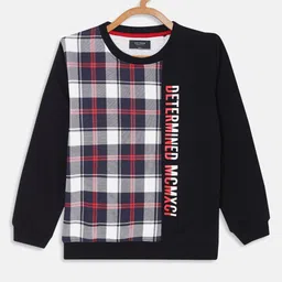 Octave Boys Navy Blue Checked Sweatshirt-image-21