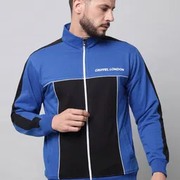 GRIFFEL Men Blue Colourblocked Sweatshirt-image-37
