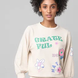 ONLY Women Beige Printed Sweatshirt-image-50