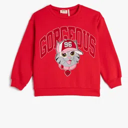 Koton Girls Typography Printed Pullover Sweatshirt-picture-11
