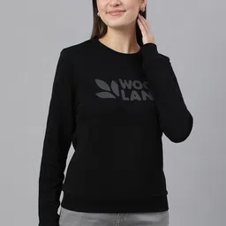 Woodland Women Black Typography Printed Cotton Sweatshirt-image-64