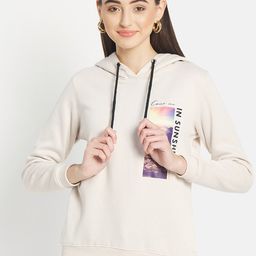 METTLE Women Cream-Coloured Printed Hooded Sweatshirt-image-25