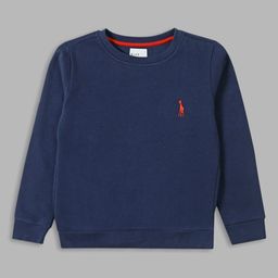 Blue Giraffe Boys Navy Blue Solid Pullover Sweatshirt-image-80
