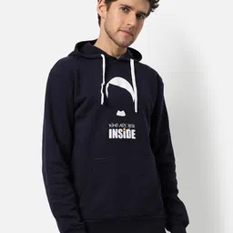 Campus Sutra Men Blue Printed Hooded Sweatshirt-picture-26