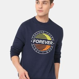 ARDEUR Men Navy Blue Printed Pure Cotton Sweatshirt-image-101