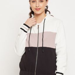 CAMLA Women Black Colourblocked Hooded Sweatshirt-picture-48