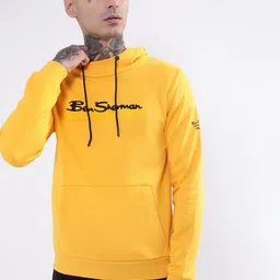 BEN SHERMAN Men Mustard Hooded Sweatshirt-image-49