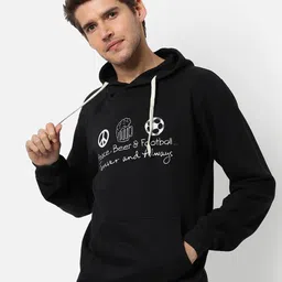 Campus Sutra Men Black Printed Hooded Sweatshirt-image-55