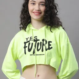 NoBarr Printed Hooded Crop Sweatshirt-image-3