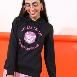 Tokyo Talkies Women Black Printed Hooded Long Sleeve Sweatshirt-image-76