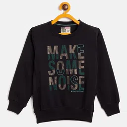 Duke Kids Boys Black Typography Printed Fleece Pullover Sweatshirt-image-42