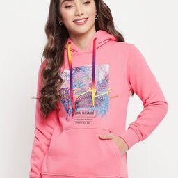 Duke Women Pink Printed Hooded Fleece Sweatshirt-image-34