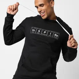 Campus Sutra Men Black Printed Hooded Sweatshirt-image-73