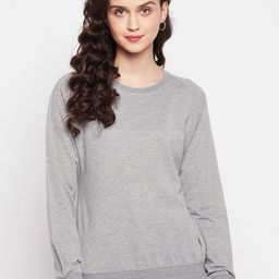 FirstKrush Women Grey Round Neck Cotton Sweatshirt-image-9
