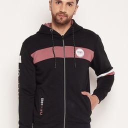 Duke Men Black Colourblocked Hooded Sweatshirt-image-123