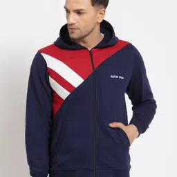 Kalt Men Navy Blue Colourblocked Sweatshirt-image-28