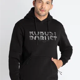 Status Quo Typography Printed Hooded Cotton Pullover-image-46